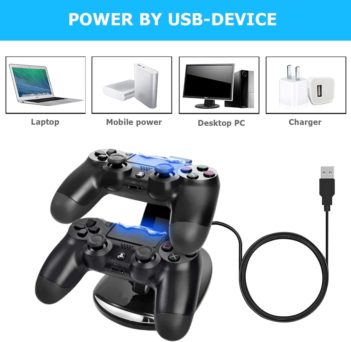 Megadream Dual Accessories USB Charging Dock Station for Sony Dualshock 4 DEMO