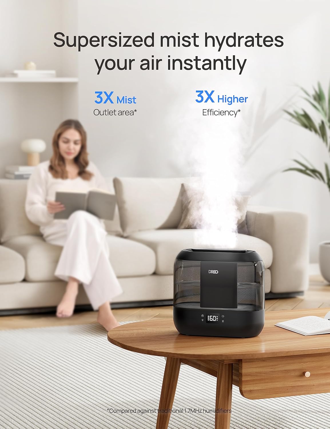 DREO 4L Cool Mist Humidifier for Home Quiet Operation Single Room DEMO