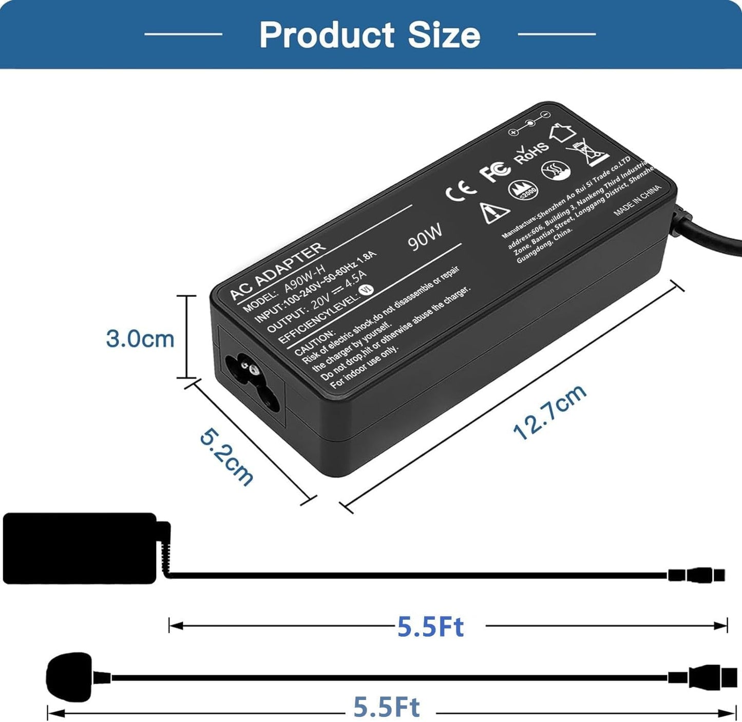 AORSI 90W Universal Laptop Charger for HP, Lenovo, Dell, Asus, Acer Laptops DEMO