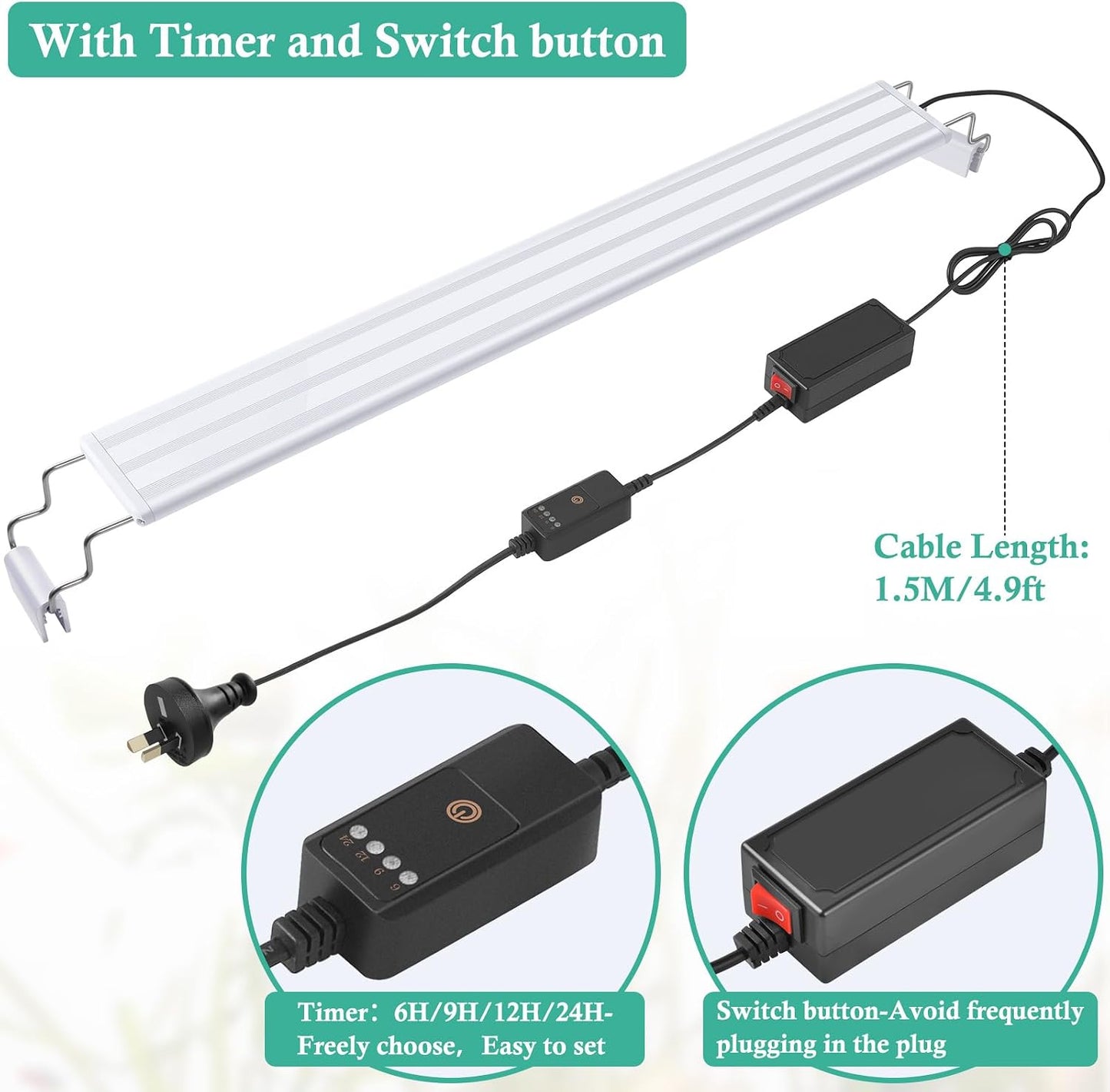 PYPABL Full Spectrum LED Aquarium Plant Lights for 40-60cm Tanks, Bright NEW