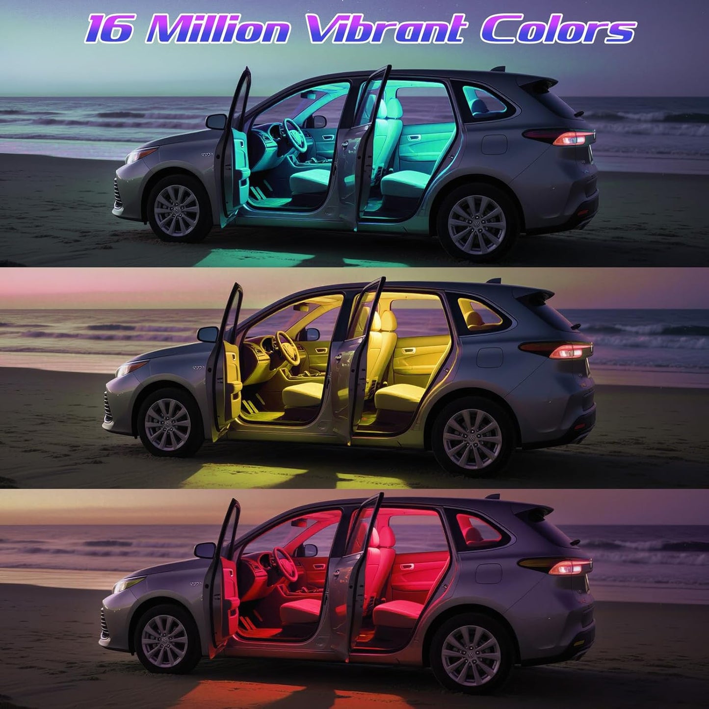 Winzwon RGB LED Lights for Car Interior Neon Light Kits - Multicolor Accent NEW