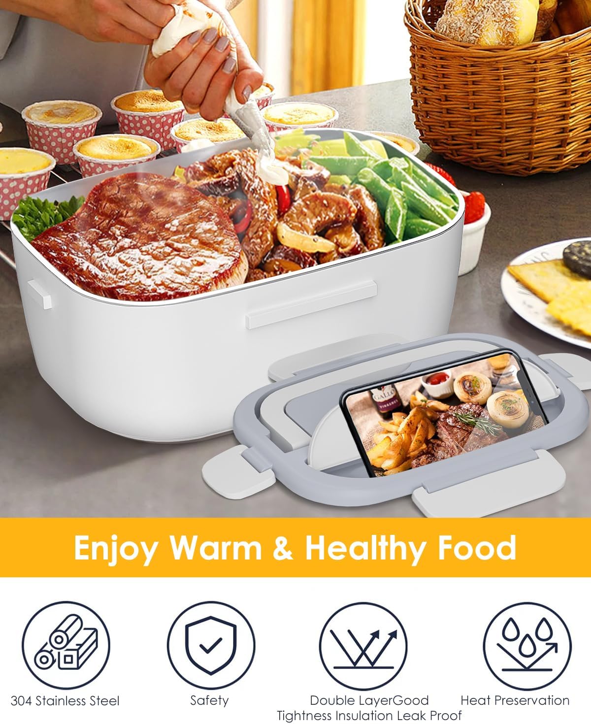 Lopjibar Portable Insulated Lunch Box with Electric Hot Food Heater in DEMO