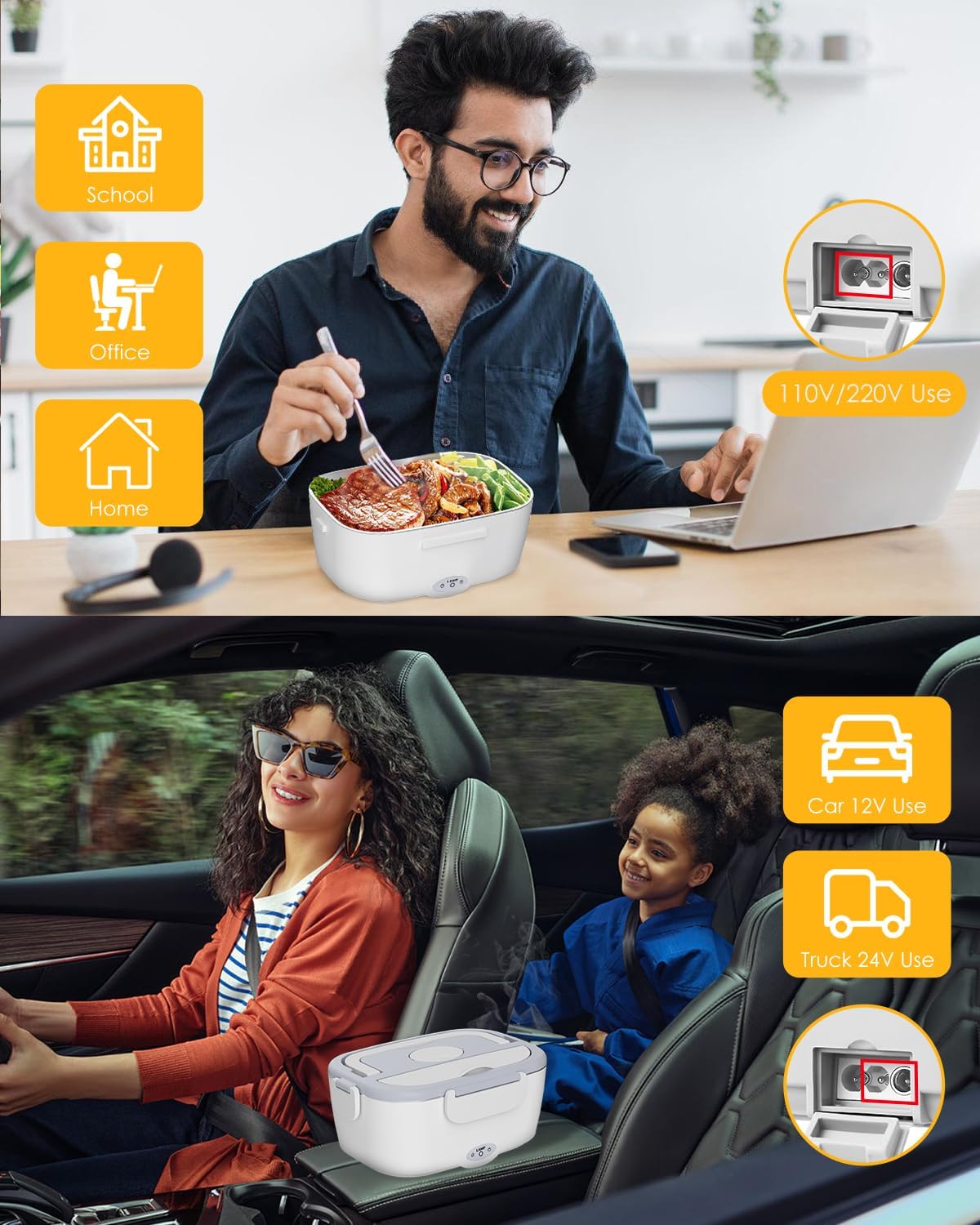 Lopjibar Portable Insulated Lunch Box with Electric Hot Food Heater in DEMO