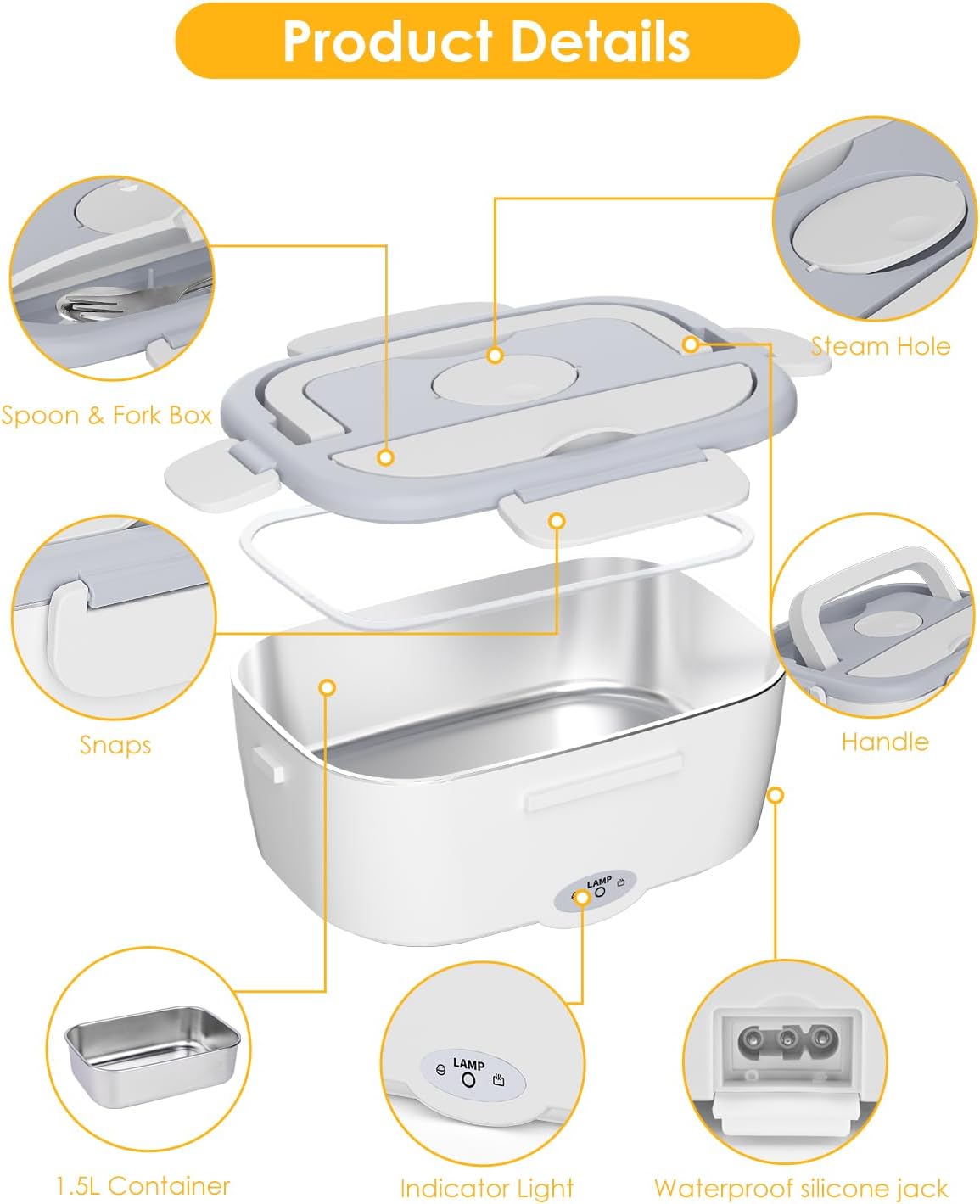 Lopjibar Portable Insulated Lunch Box with Electric Hot Food Heater in DEMO