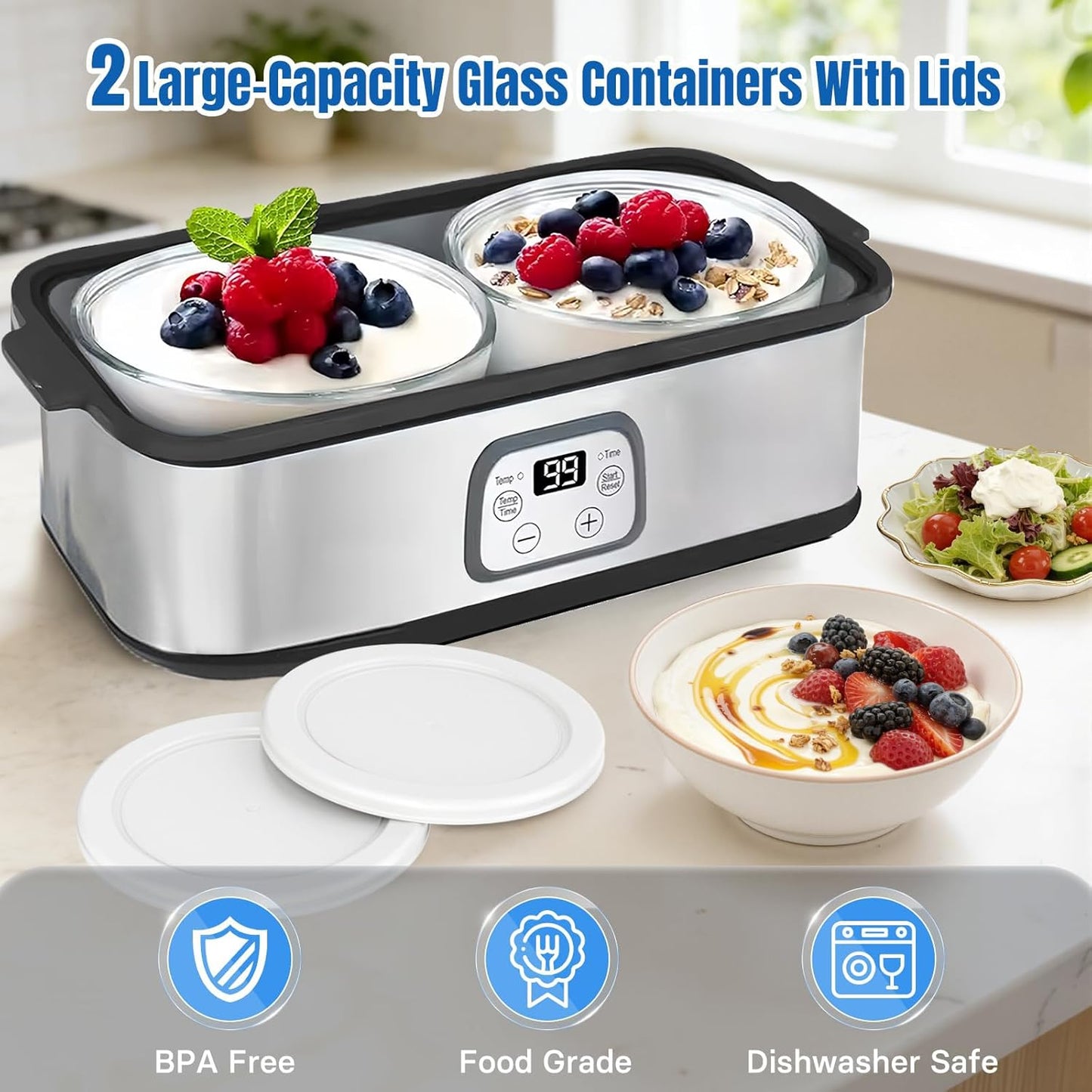 XIULIUU Automatic Speciality Appliances Digital Yoghurt Maker Machine with DEMO
