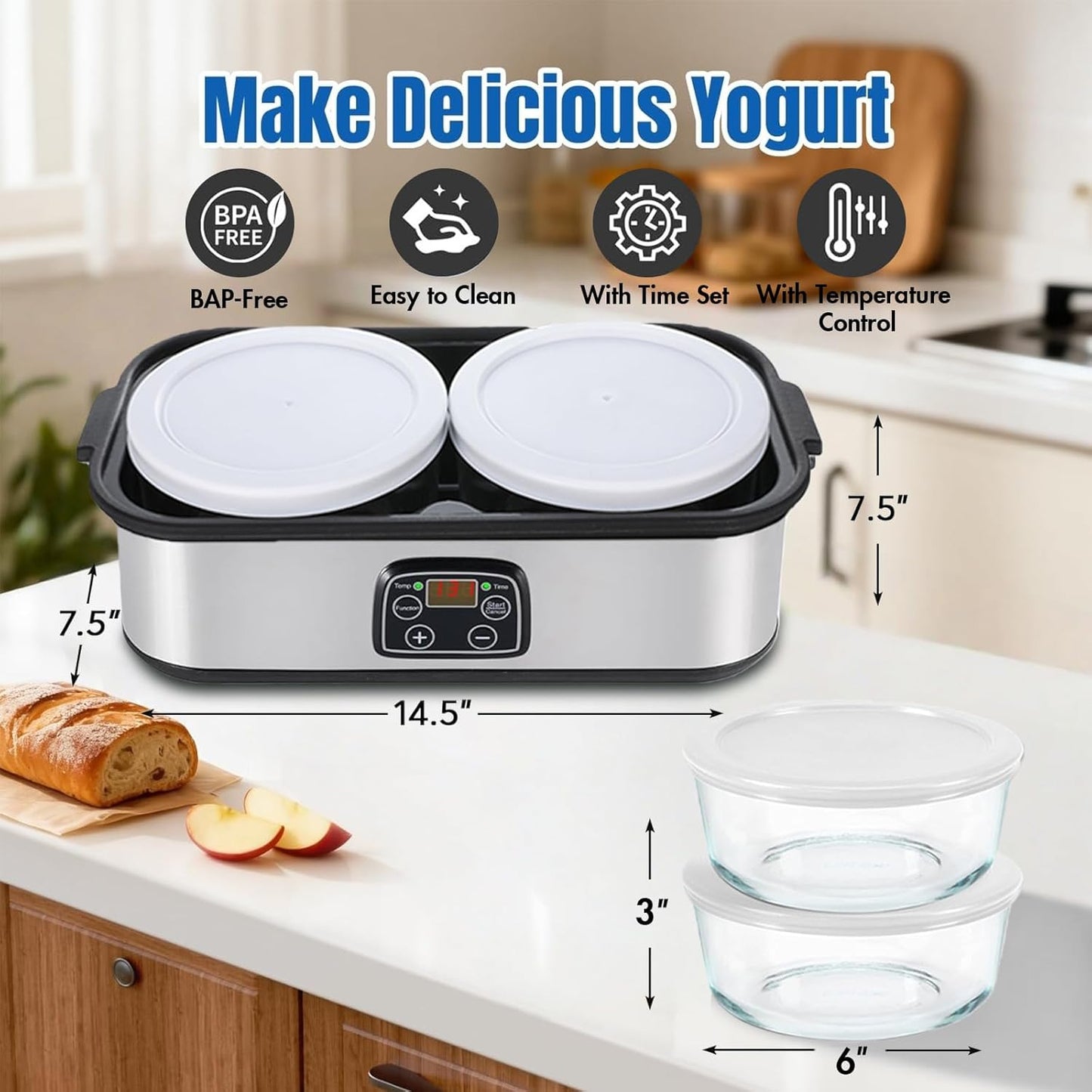 XIULIUU Automatic Speciality Appliances Digital Yoghurt Maker Machine with DEMO