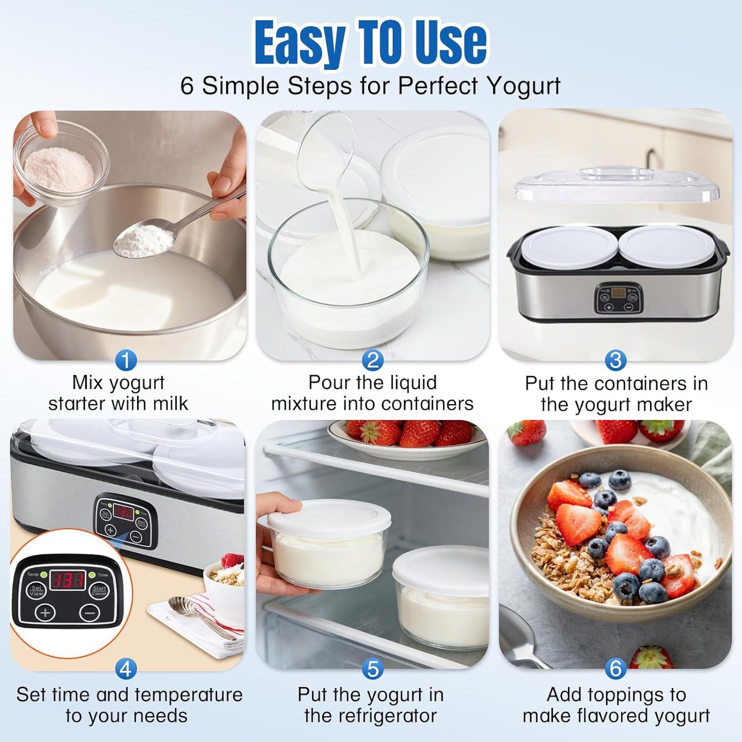 XIULIUU Automatic Speciality Appliances Digital Yoghurt Maker Machine with DEMO
