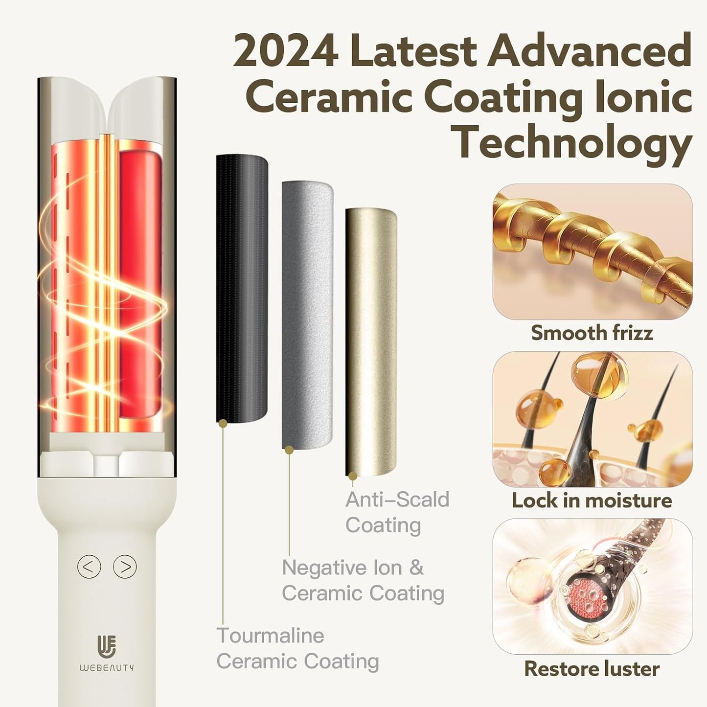 webeauty Automatic Curling Wand 1.25 Inch White Hair Curler for All Types DEMO