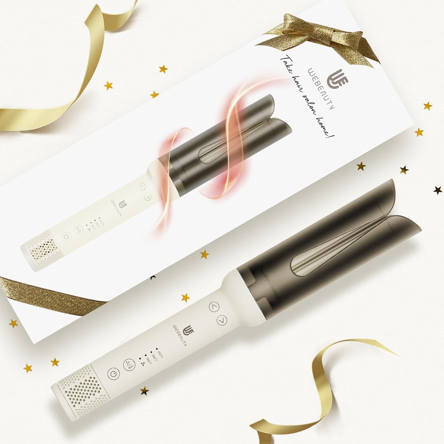 webeauty Automatic Curling Wand 1.25 Inch White Hair Curler for All Types DEMO