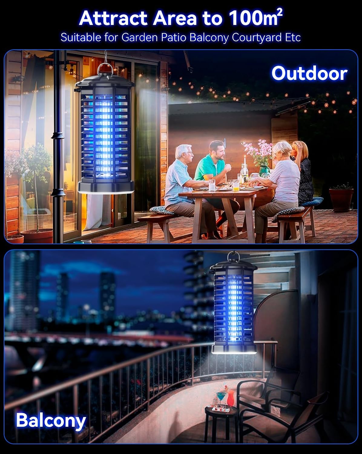 mosiller Electric Traps Mosquito Zapper Fly Trap Outdoor Pest Control Bug NEW