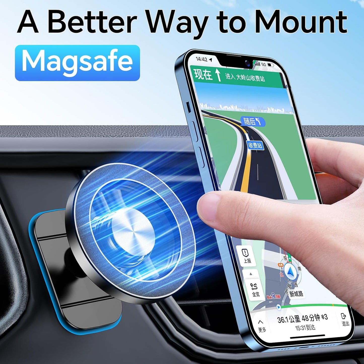 Coolpow Magnetic Car Phone Holder Mount with 20 Strong Magnets, Black NEW