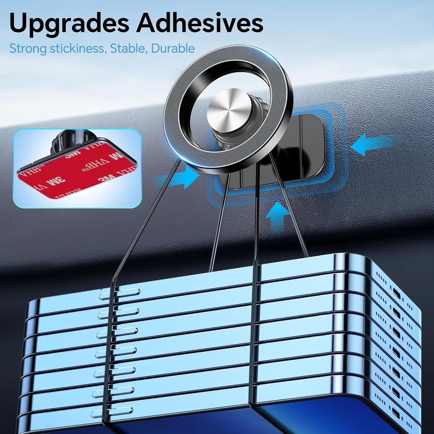 Coolpow Magnetic Car Phone Holder Mount with 20 Strong Magnets, Black NEW