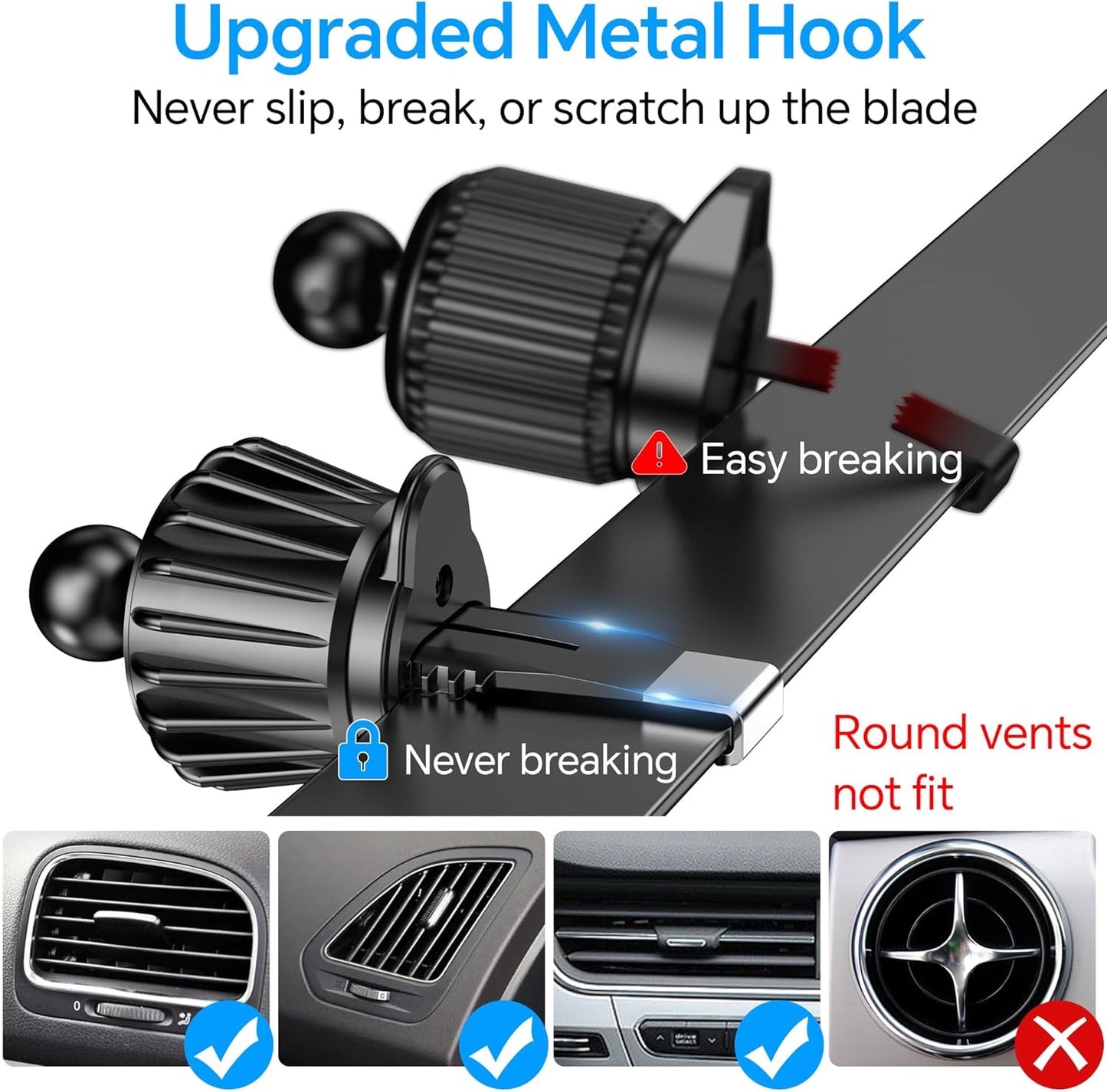 Coolpow Magnetic Car Phone Holder Mount with 20 Strong Magnets, Black NEW