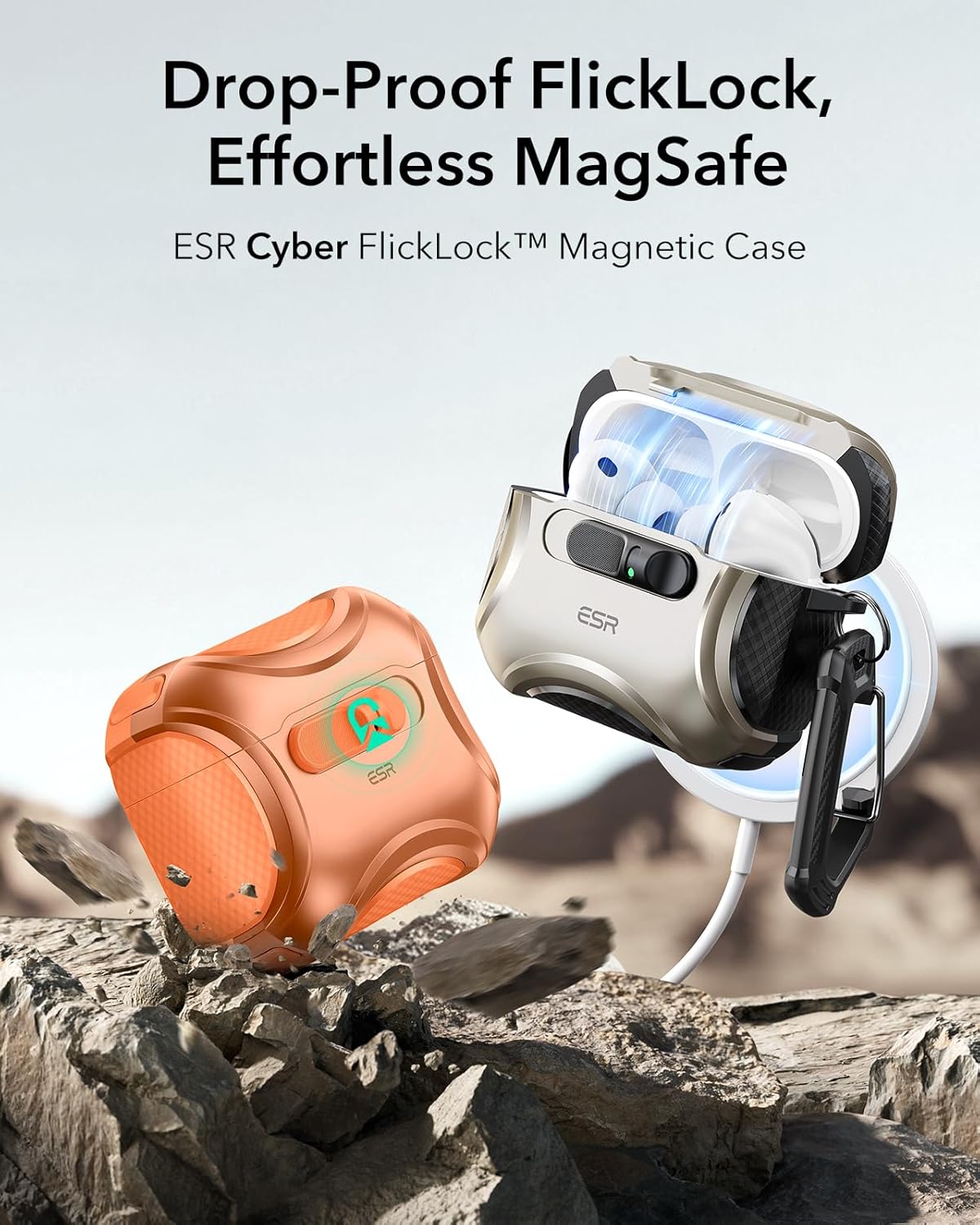ESR Orange Cases Protective Case for AirPods Pro 3rd Gen, Shock-Absorbing NEW