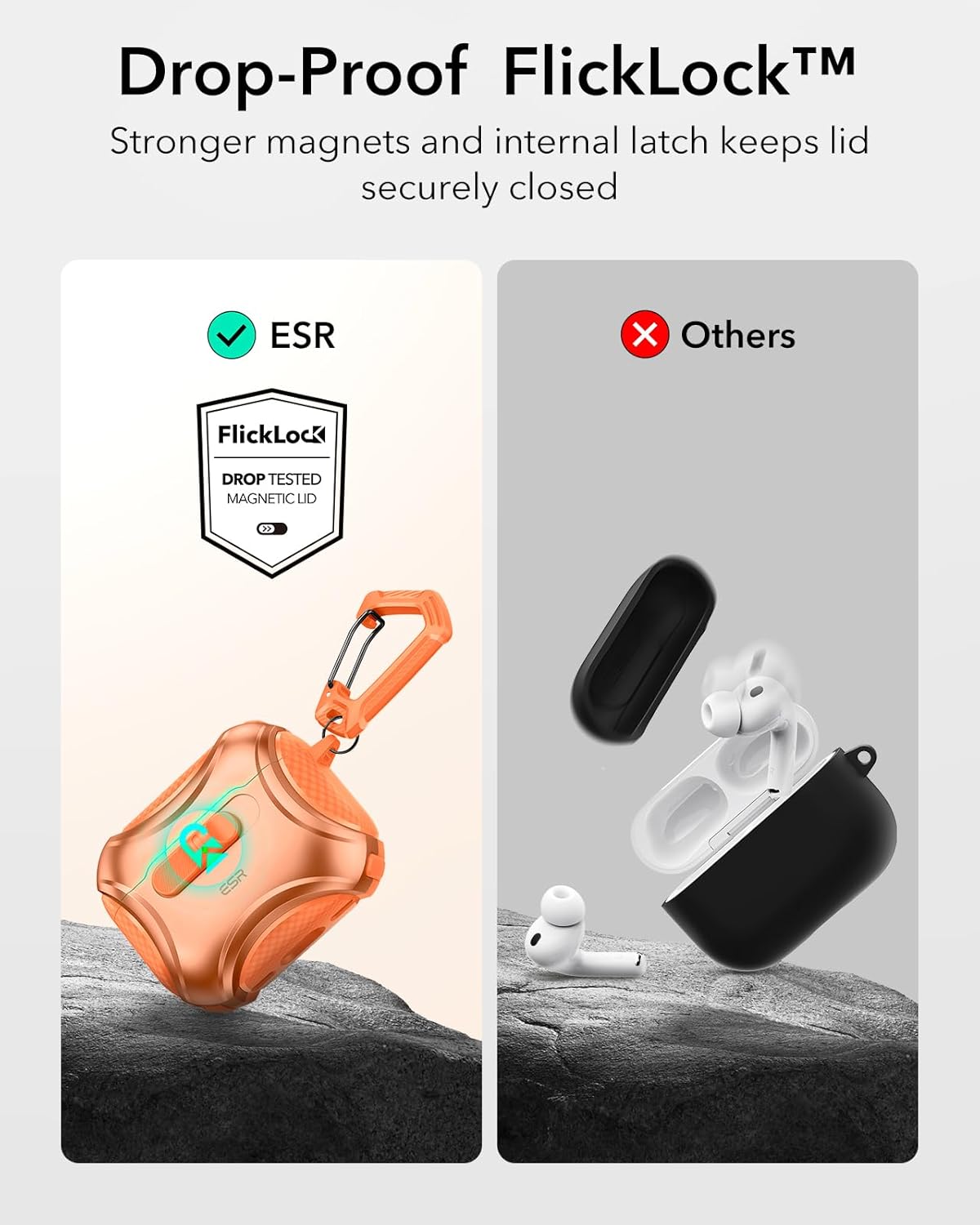 ESR Orange Cases Protective Case for AirPods Pro 3rd Gen, Shock-Absorbing NEW