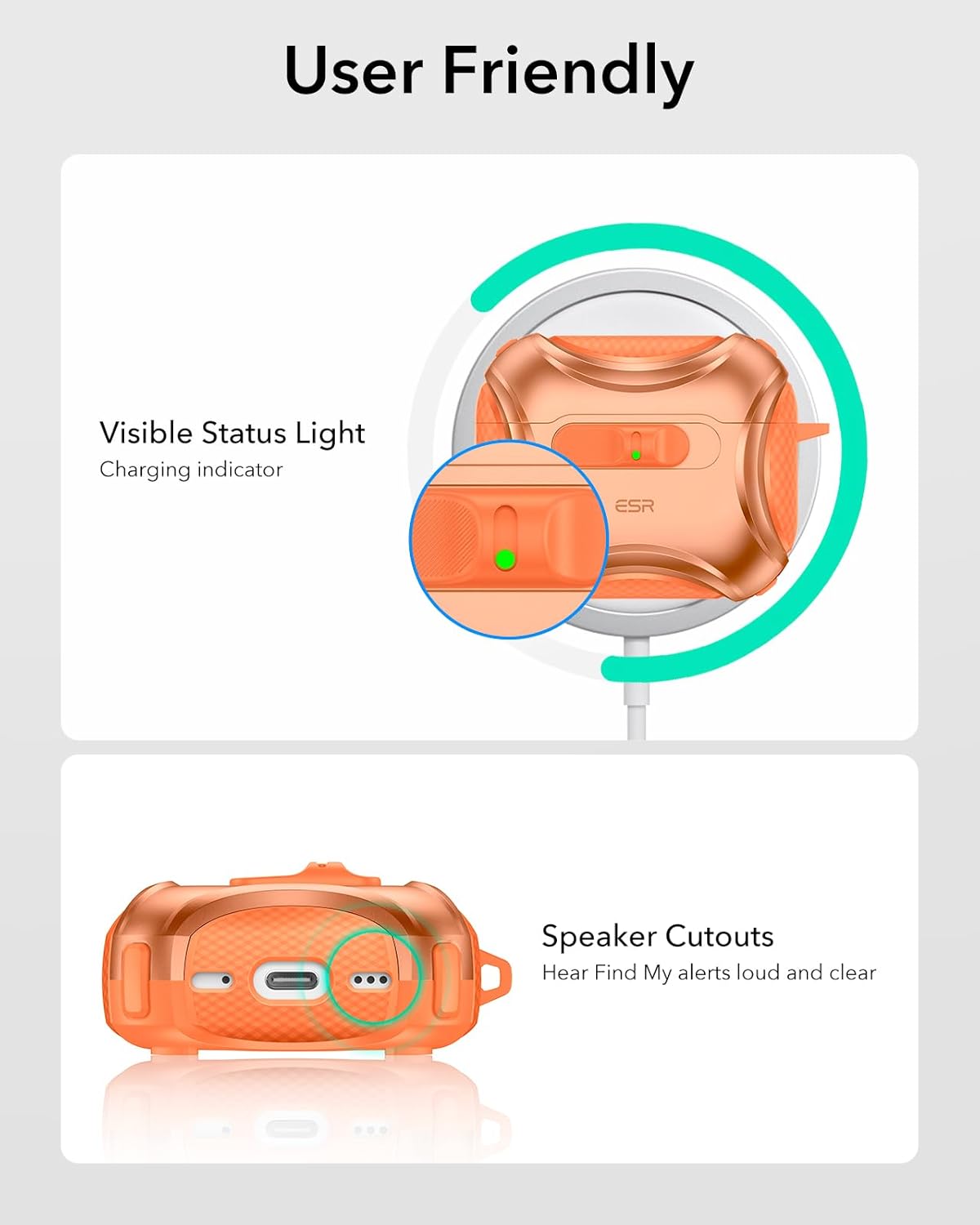 ESR Orange Cases Protective Case for AirPods Pro 3rd Gen, Shock-Absorbing NEW