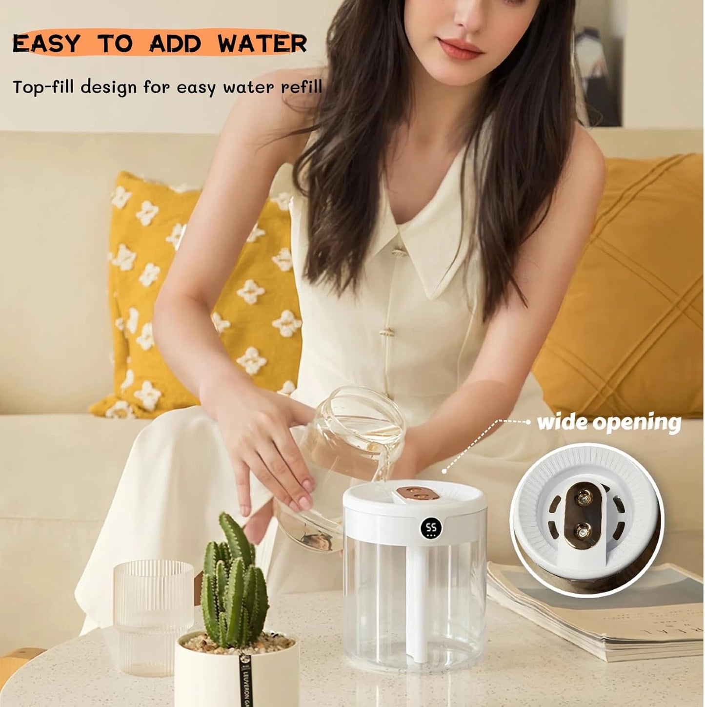 krovxom 2L Cool Mist Humidifier with Humidity Display and Night Light White DEMO