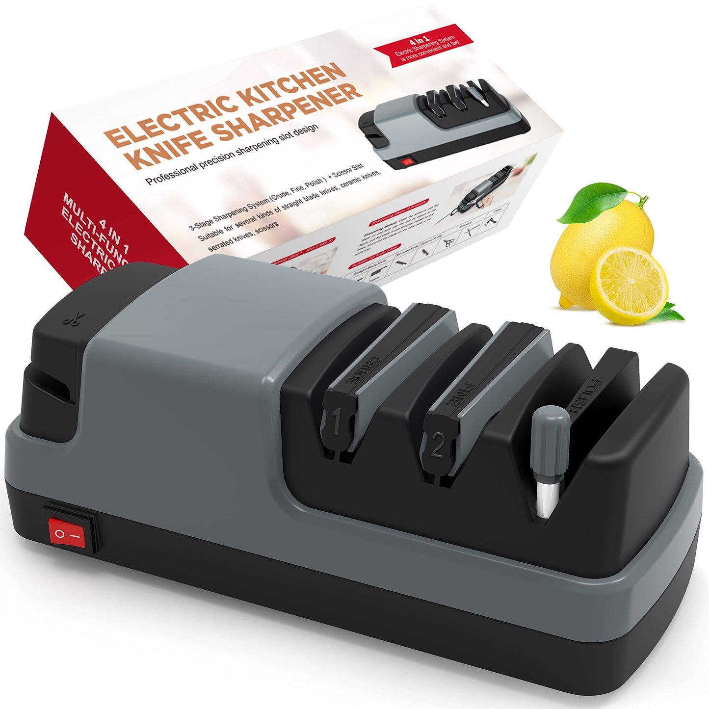 YOORLEAY 4-in-1 Speciality Appliances Electric Knife Sharpener with DEMO