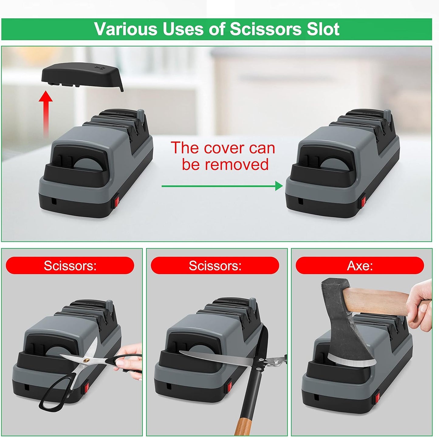 YOORLEAY 4-in-1 Speciality Appliances Electric Knife Sharpener with DEMO