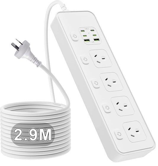 NULOUMA 10-in-1 Power Strip with 4 AC Outlets, Surge Protector, White DEMO