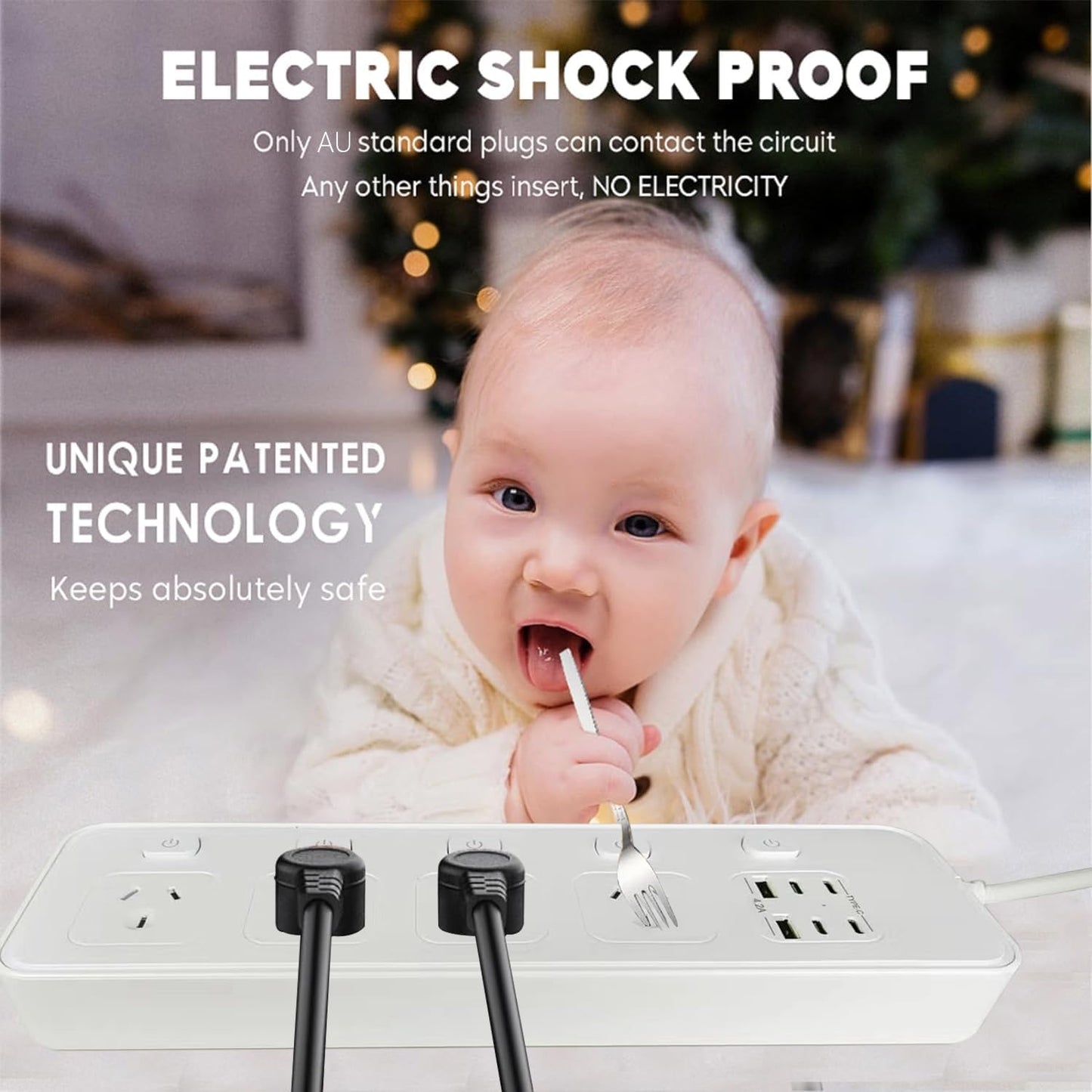 NULOUMA 10-in-1 Power Strip with 4 AC Outlets, Surge Protector, White DEMO