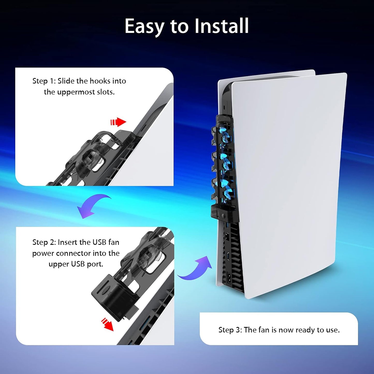 NexiGo PS5 Cooling Fan with LED Light Automatic On/Off Skin & Protector DEMO