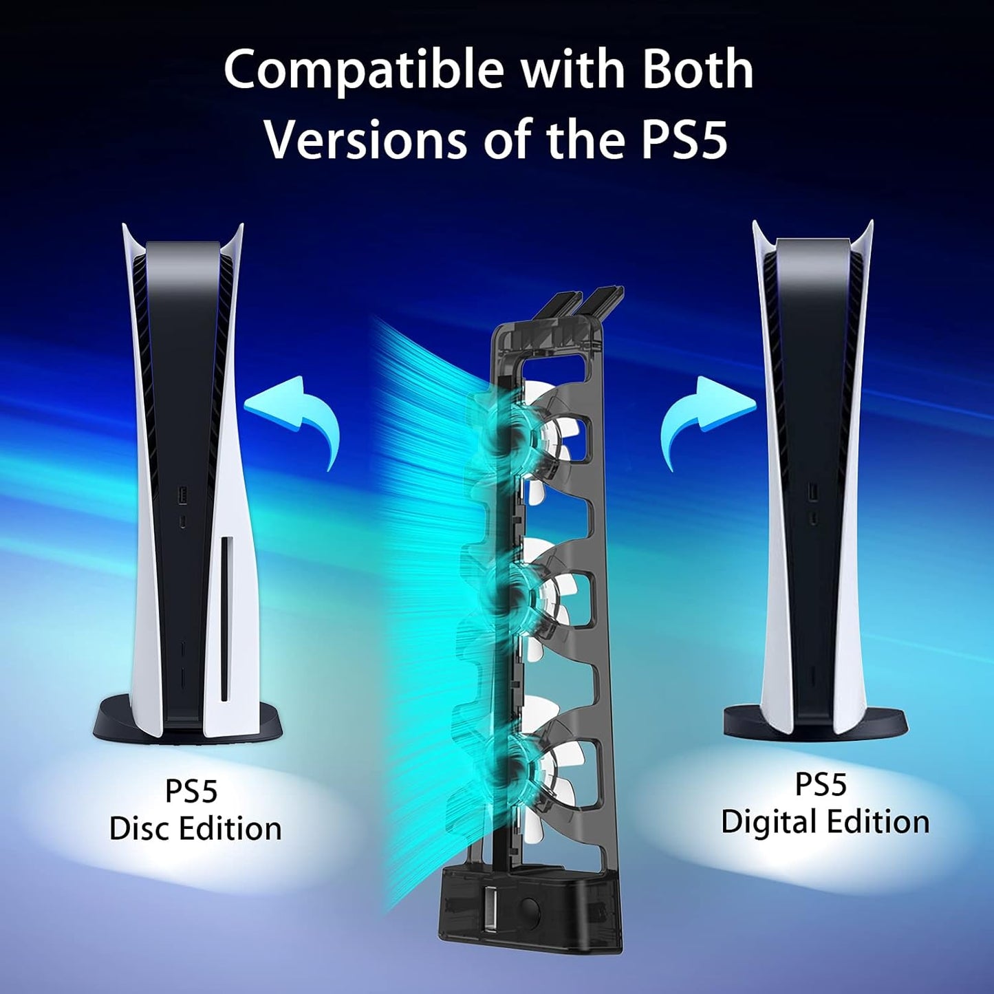 NexiGo PS5 Cooling Fan with LED Light Automatic On/Off Skin & Protector DEMO