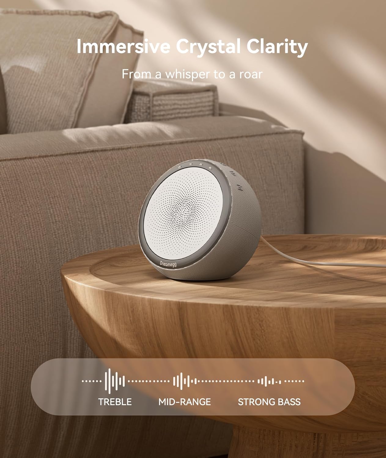 Dreamegg Grey Sound Therapy Machine with 10W Stereo White Noise for Sleep DEMO