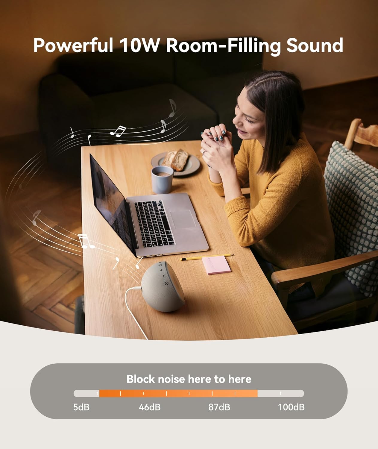 Dreamegg Grey Sound Therapy Machine with 10W Stereo White Noise for Sleep DEMO