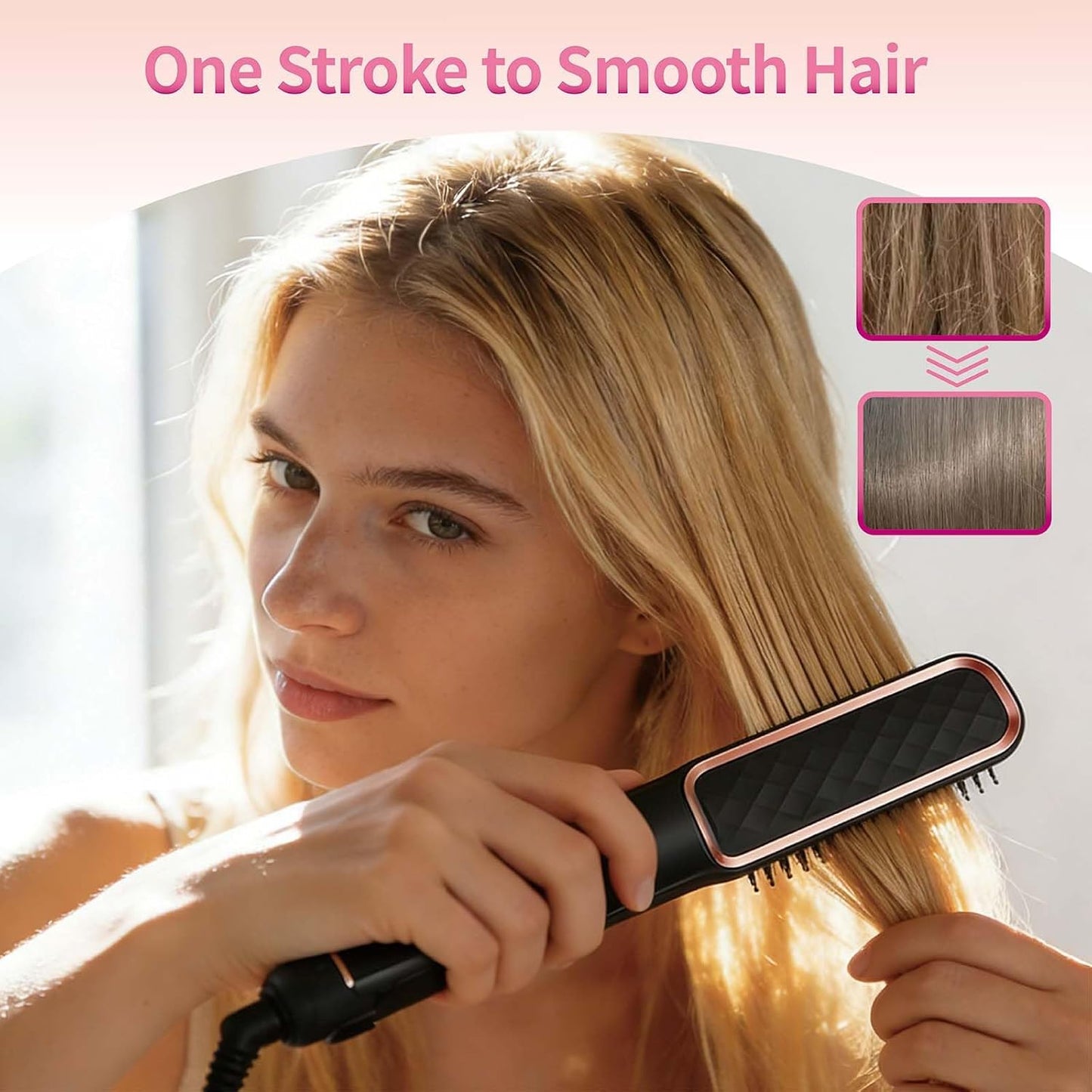 Cbumane Hair Straightener Brush Anti-Scald Ionic Comb Fast Heating 5 Temp DEMO