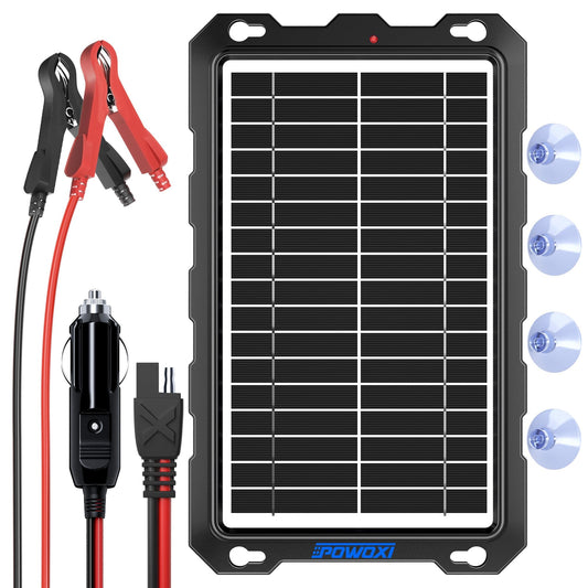 POWOXI Solar Battery Trickle Charger Maintainer, Portable Waterproof for DEMO