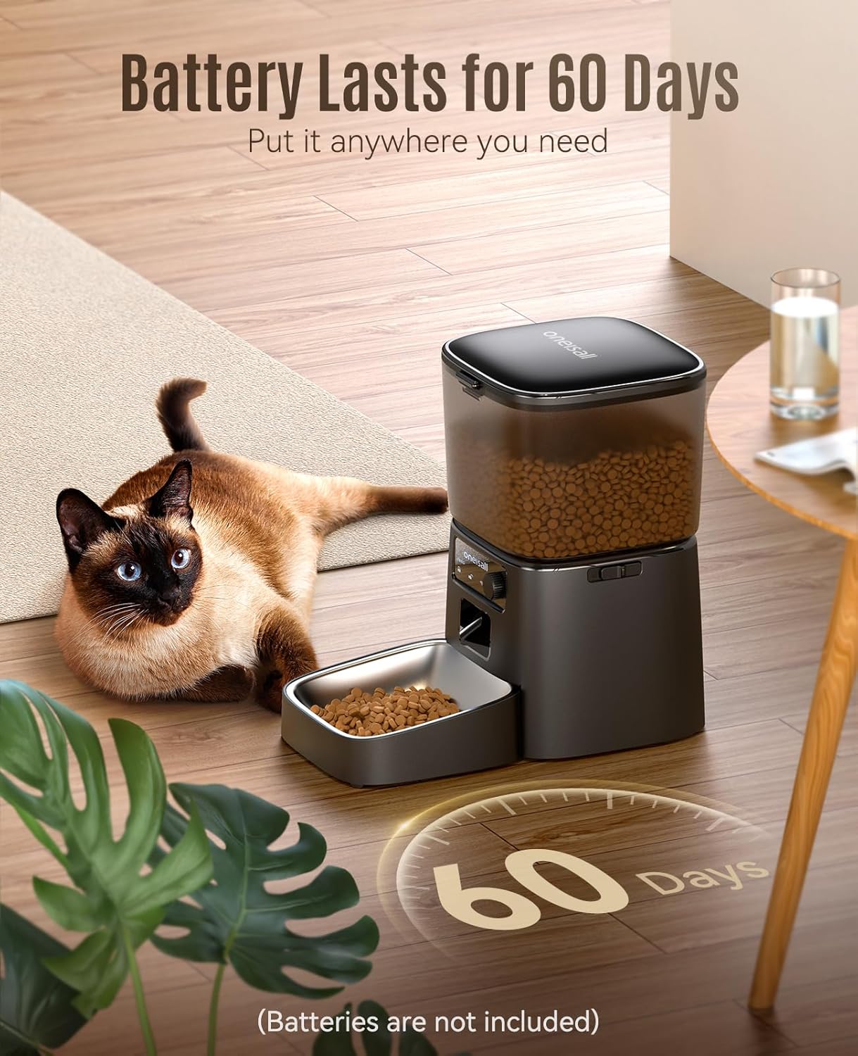 oneisall Automatic 3.5L Smart Timed Cat Dry Food Dispenser, Black NEW