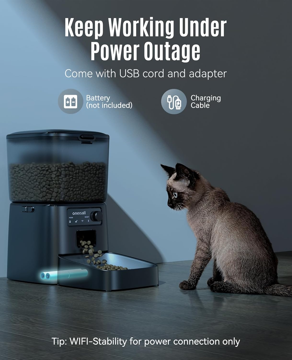 oneisall Automatic 3.5L Smart Timed Cat Dry Food Dispenser, Black NEW