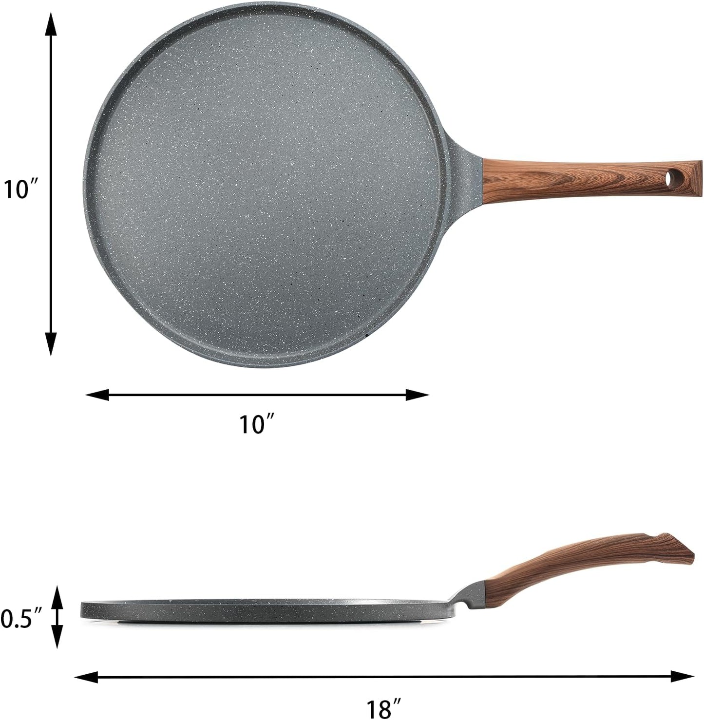 SENSARTE Nonstick Crepe Pan Granite Coating Dosa Pancake Flat Skillet Grey DEMO