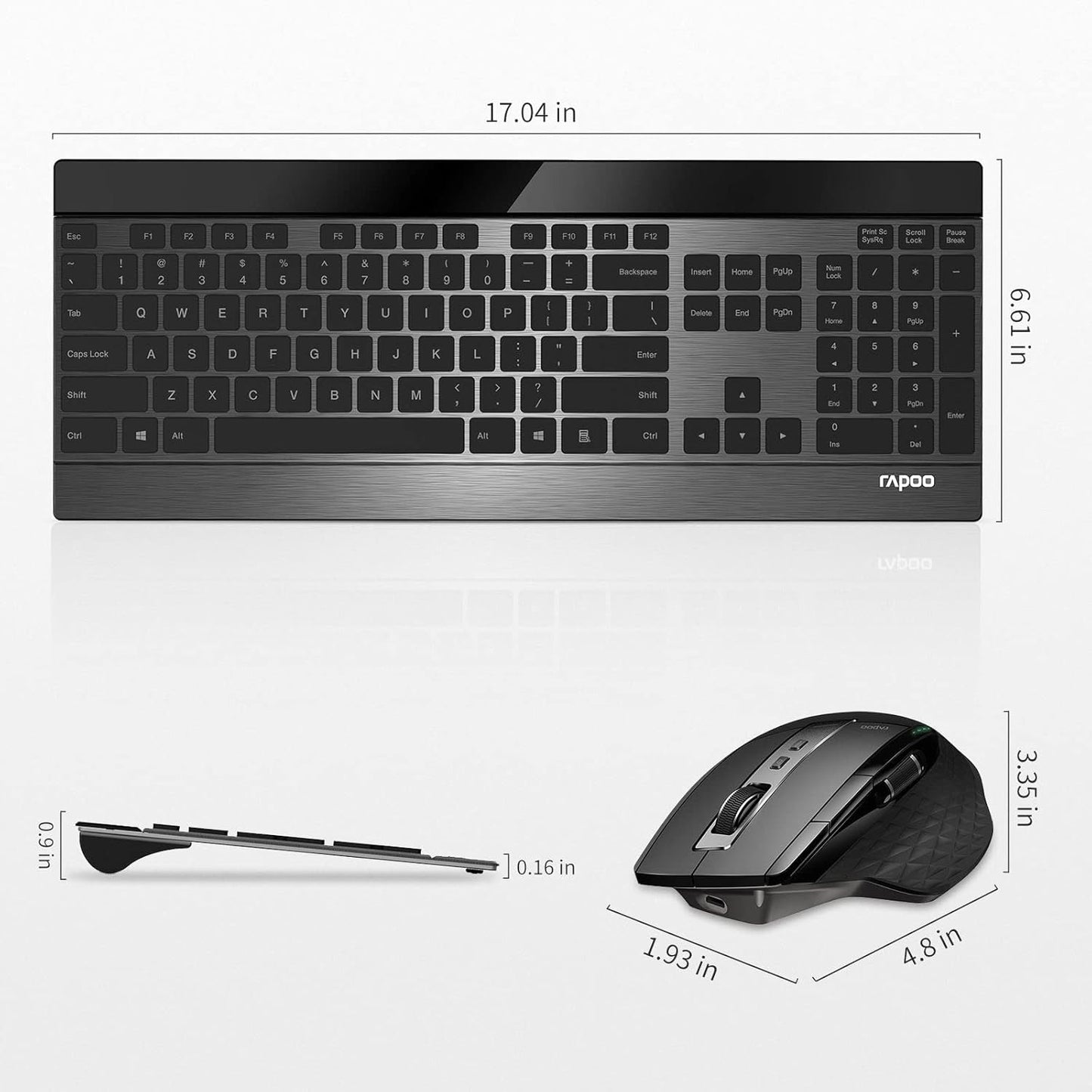 RAPOO Wireless Keyboard and Laser Mouse Combo Bluetooth Multi-Device Black DEMO