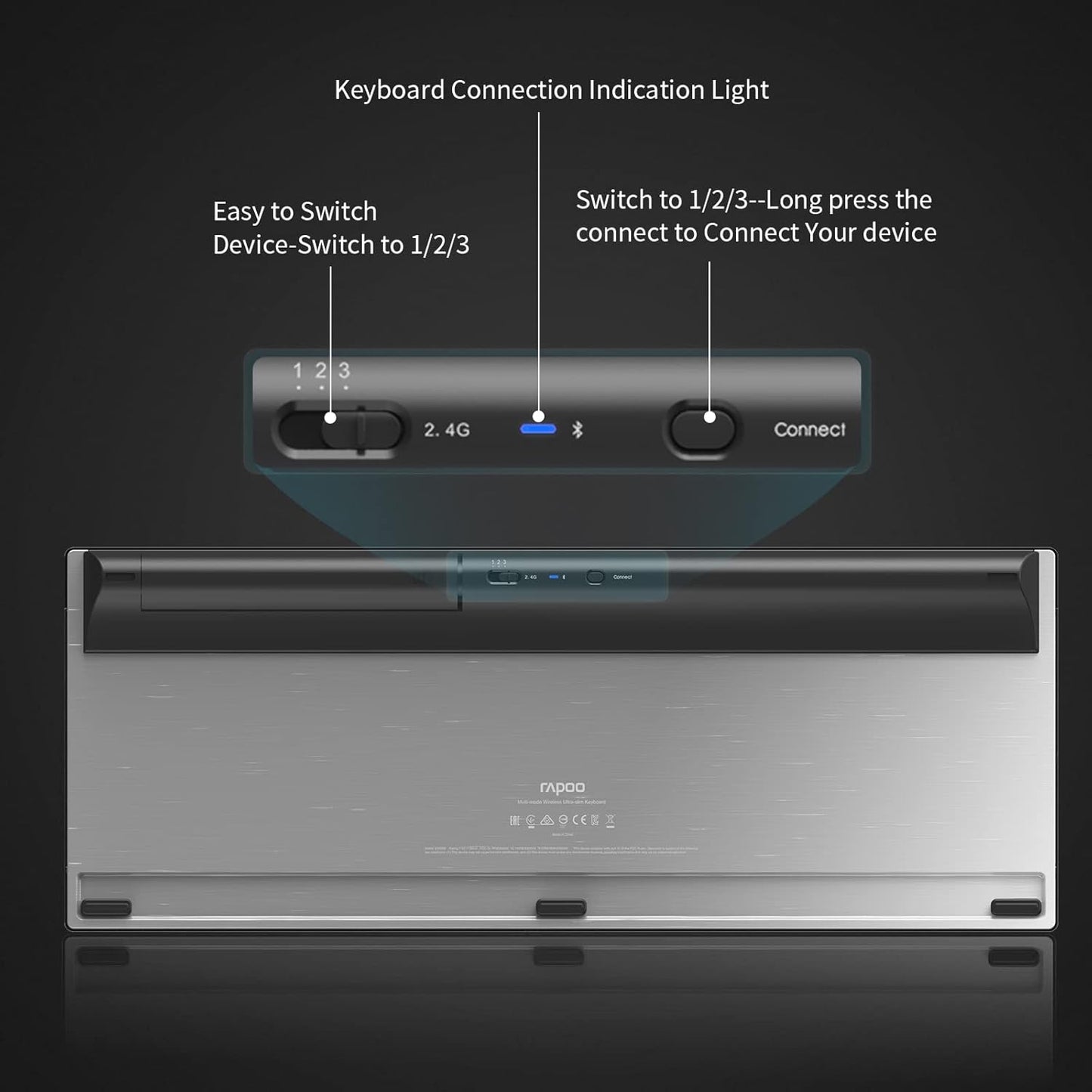 RAPOO Wireless Keyboard and Laser Mouse Combo Bluetooth Multi-Device Black DEMO