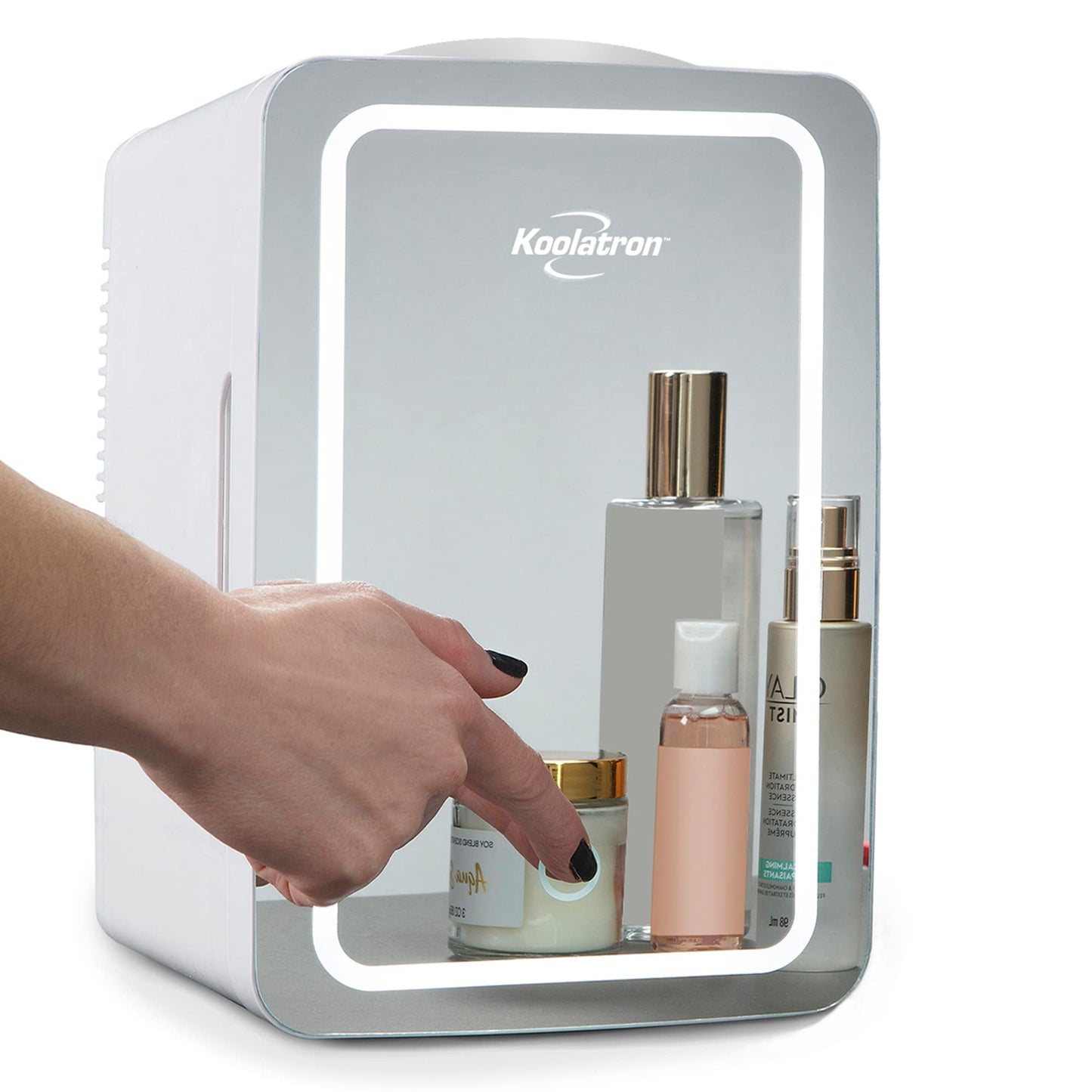 Koolatron Cosmetics Fridge w/Lighted Makeup Mirror, 6L Portable Skincare Refrige