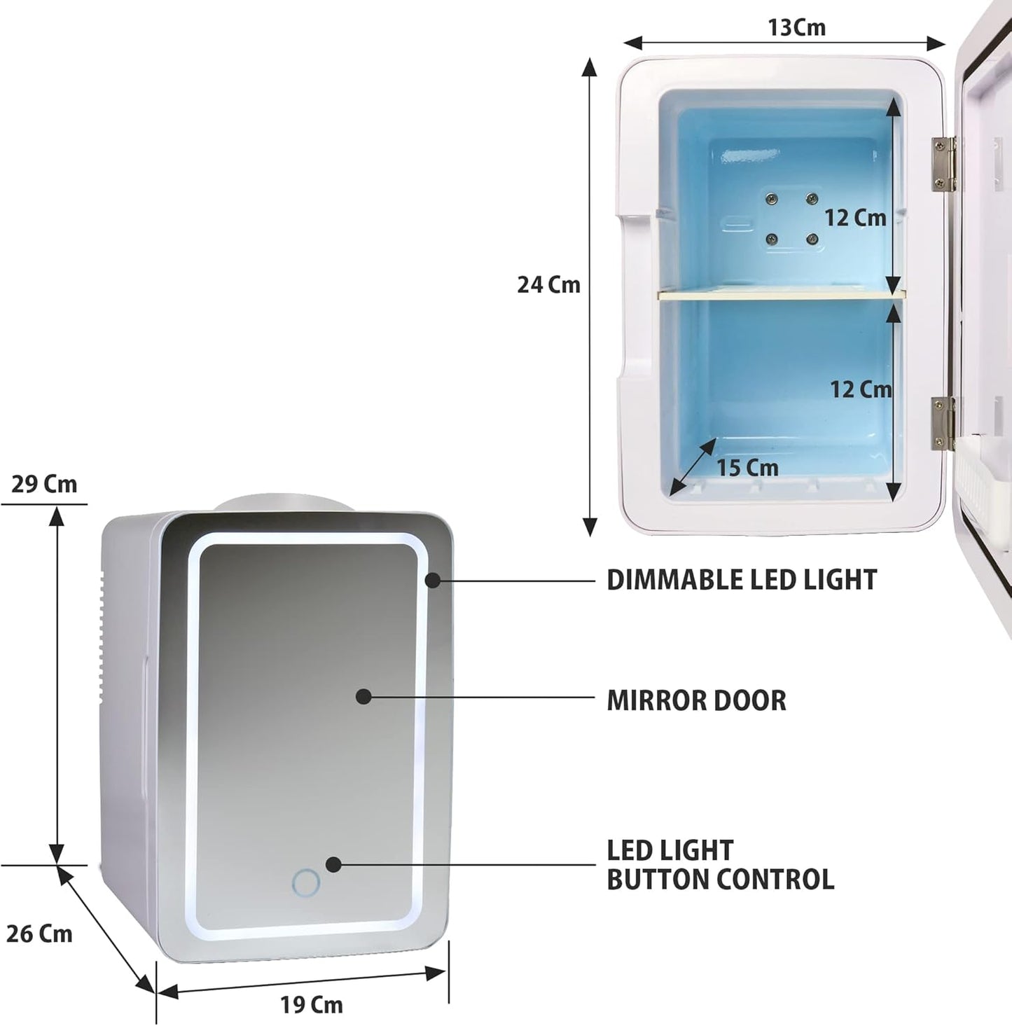 Koolatron Cosmetics Fridge w/Lighted Makeup Mirror, 6L Portable Skincare Refrige