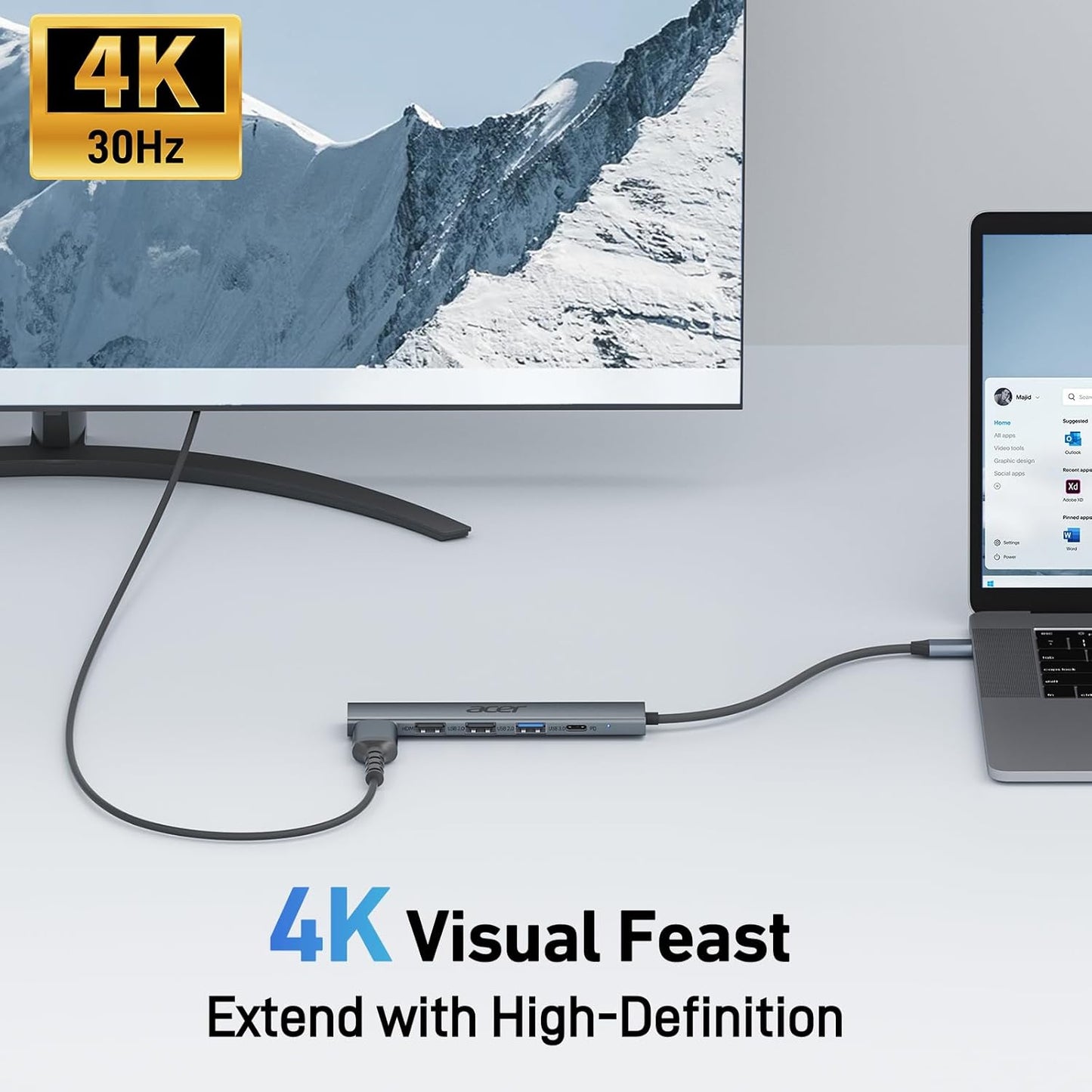 Acer 5-in-1 USB Hubs USB-C Hub Multiport Adapter with HDMI 4K, 100W DEMO