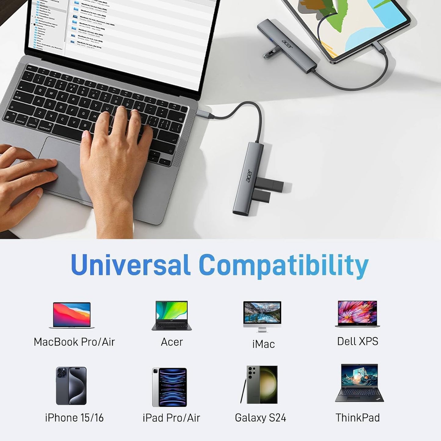 Acer 5-in-1 USB Hubs USB-C Hub Multiport Adapter with HDMI 4K, 100W DEMO