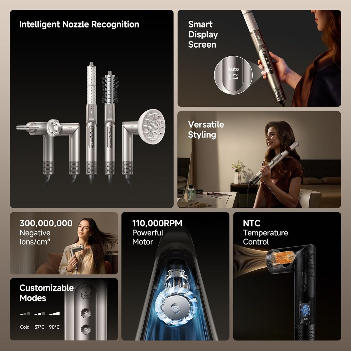 DREAME Intelligent Nozzle Recognition Hair Dryer with Smart Screen Dazzle NEW