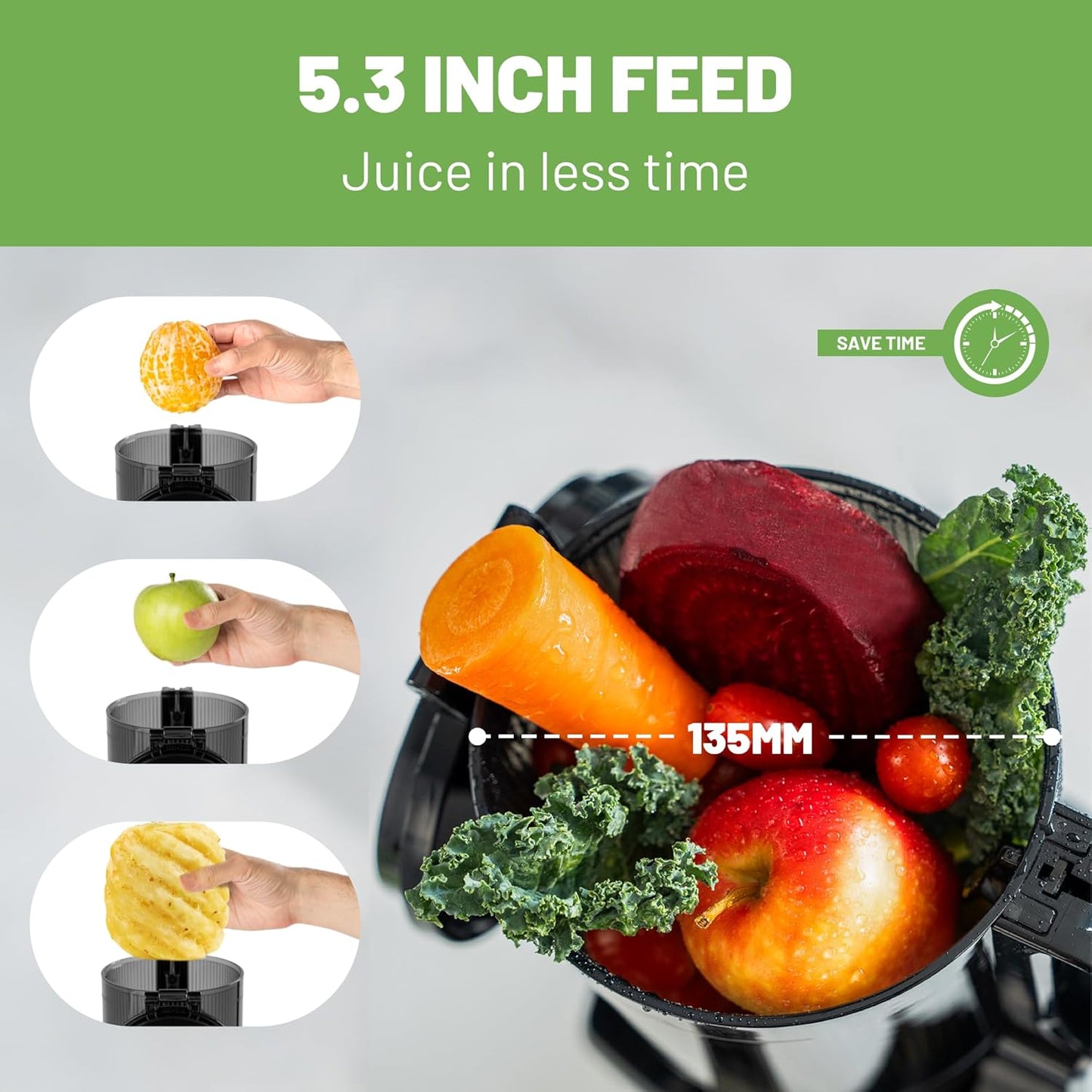 Fretta Masticating Juicers Slow Juicer Machine, Cold Press Juicer, 135mm NEW
