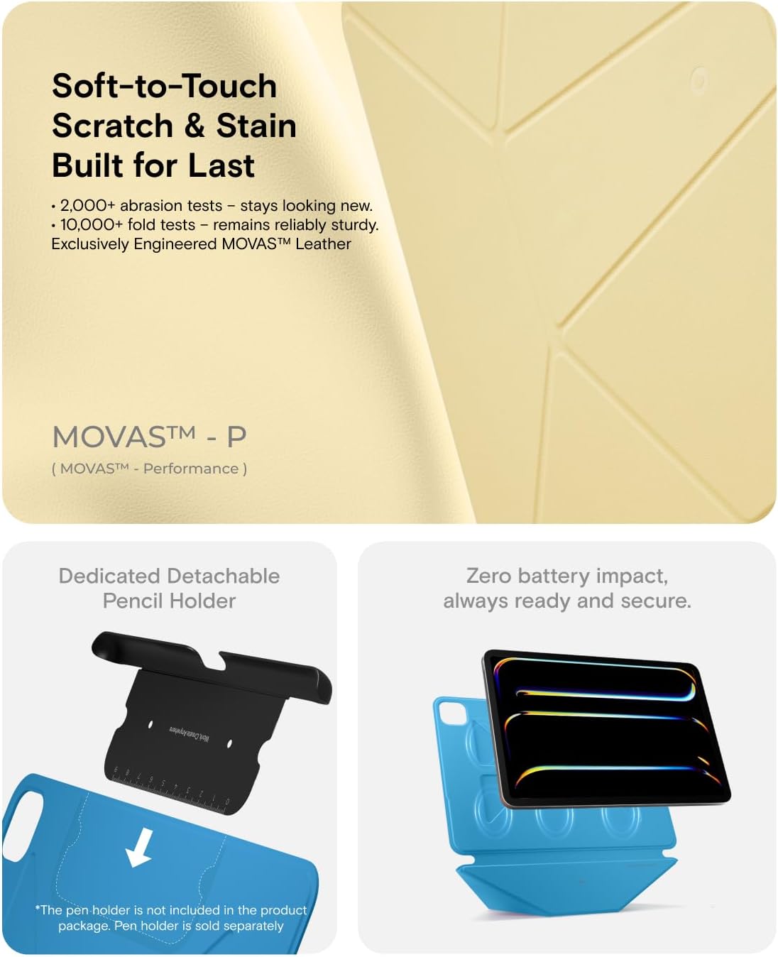 MOFT Slim Cases Folio Case for iPad Air 13-inch, Panna Cotta x Faded Jeans NEW