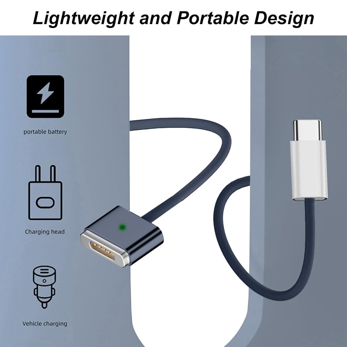 UOEPOWA 140W USB Cables USB-C Magnetic Charging Cable for Laptops - Blue, DEMO
