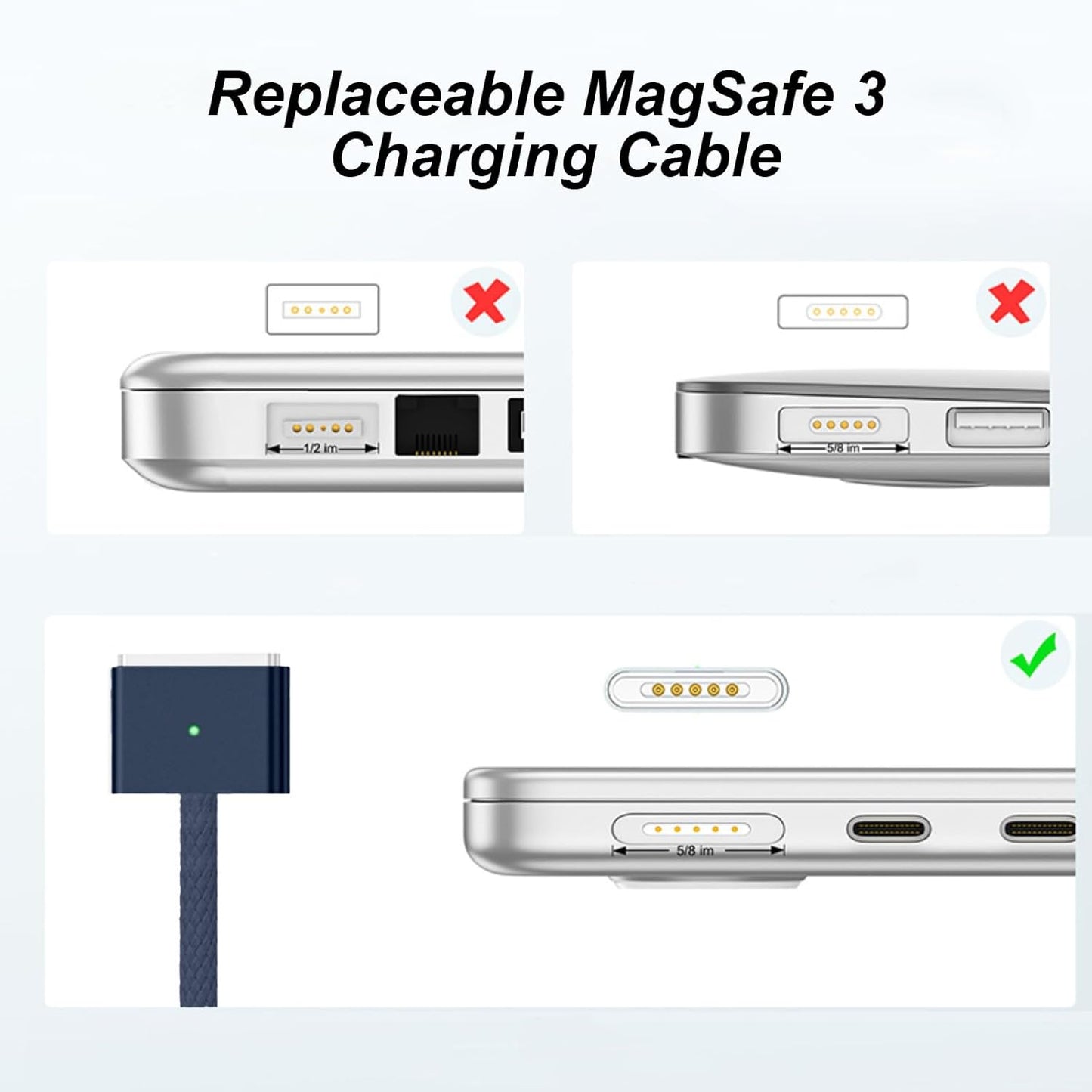 UOEPOWA 140W USB Cables USB-C Magnetic Charging Cable for Laptops - Blue, DEMO