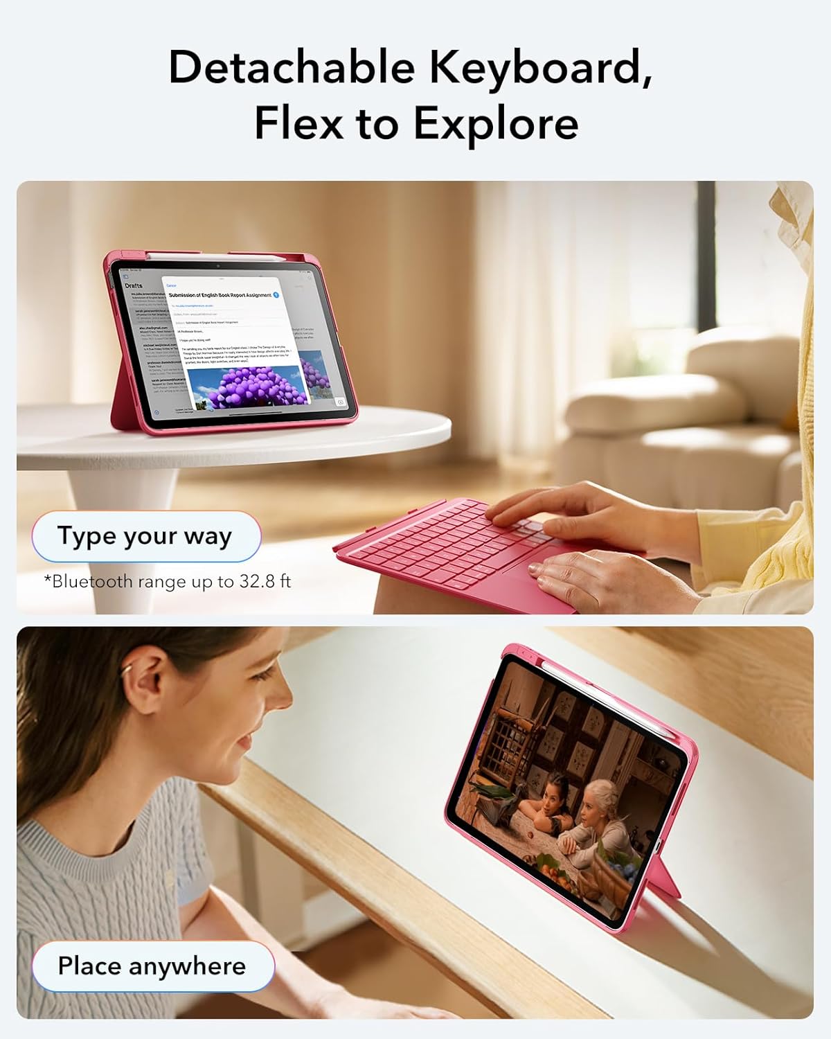 ESR Lightweight Magnetic Detachable Keyboard Case for iPad 11th/10th Gen NEW