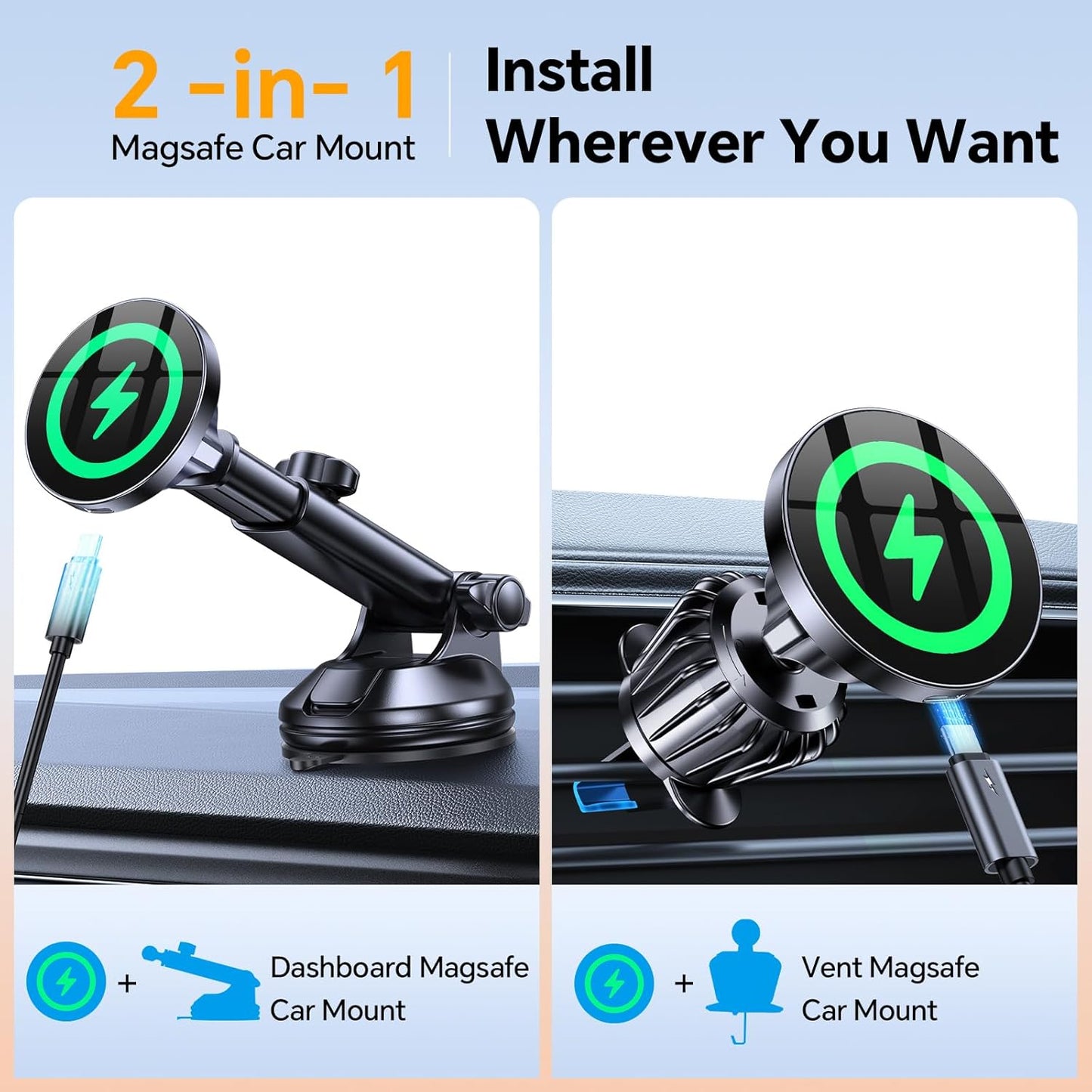 Coolpow Magnetic Automobile Chargers Phone Holder Car Mount Charger - Ultra NEW