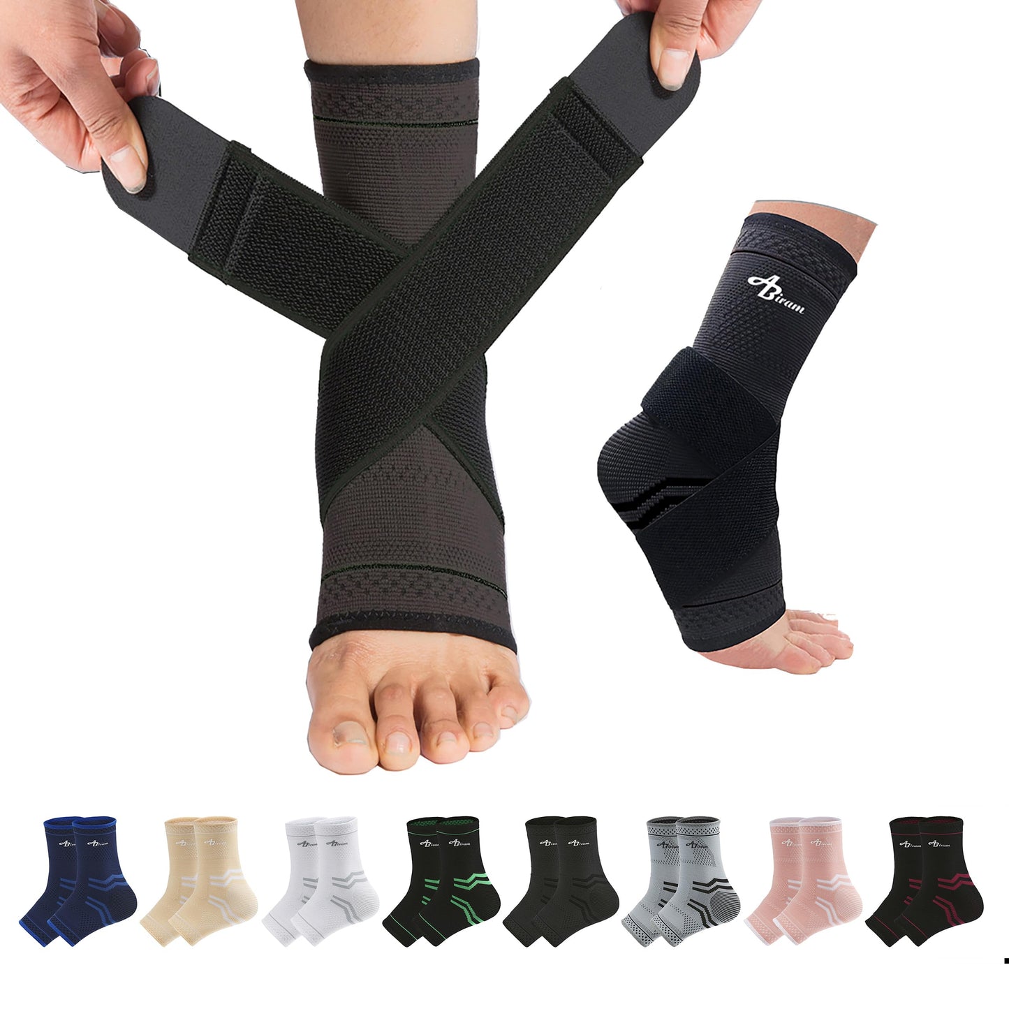 ABIRAM Ankle Brace Compression Wrap Sleeve Nylon Support for Large Ankles DEMO