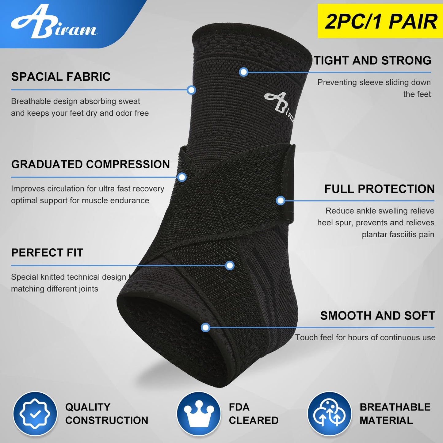 ABIRAM Ankle Brace Compression Wrap Sleeve Nylon Support for Large Ankles DEMO