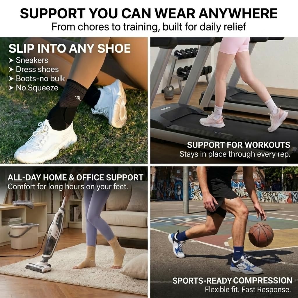 ABIRAM Ankle Brace Compression Wrap Sleeve Nylon Support for Large Ankles DEMO